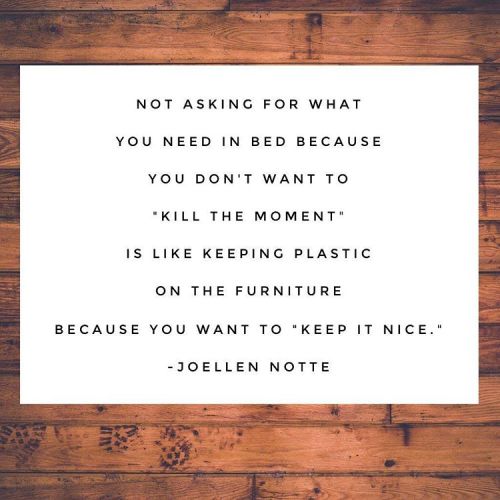 theladycheeky:  Like sitting on a sofa covered in plastic? EXACTLY. @JoEllenNotte on communicating what you want in bed. @theredheadbedhead #communication #sexualhealth #sex #sexblog #sexeducator #sextip #nailedit 