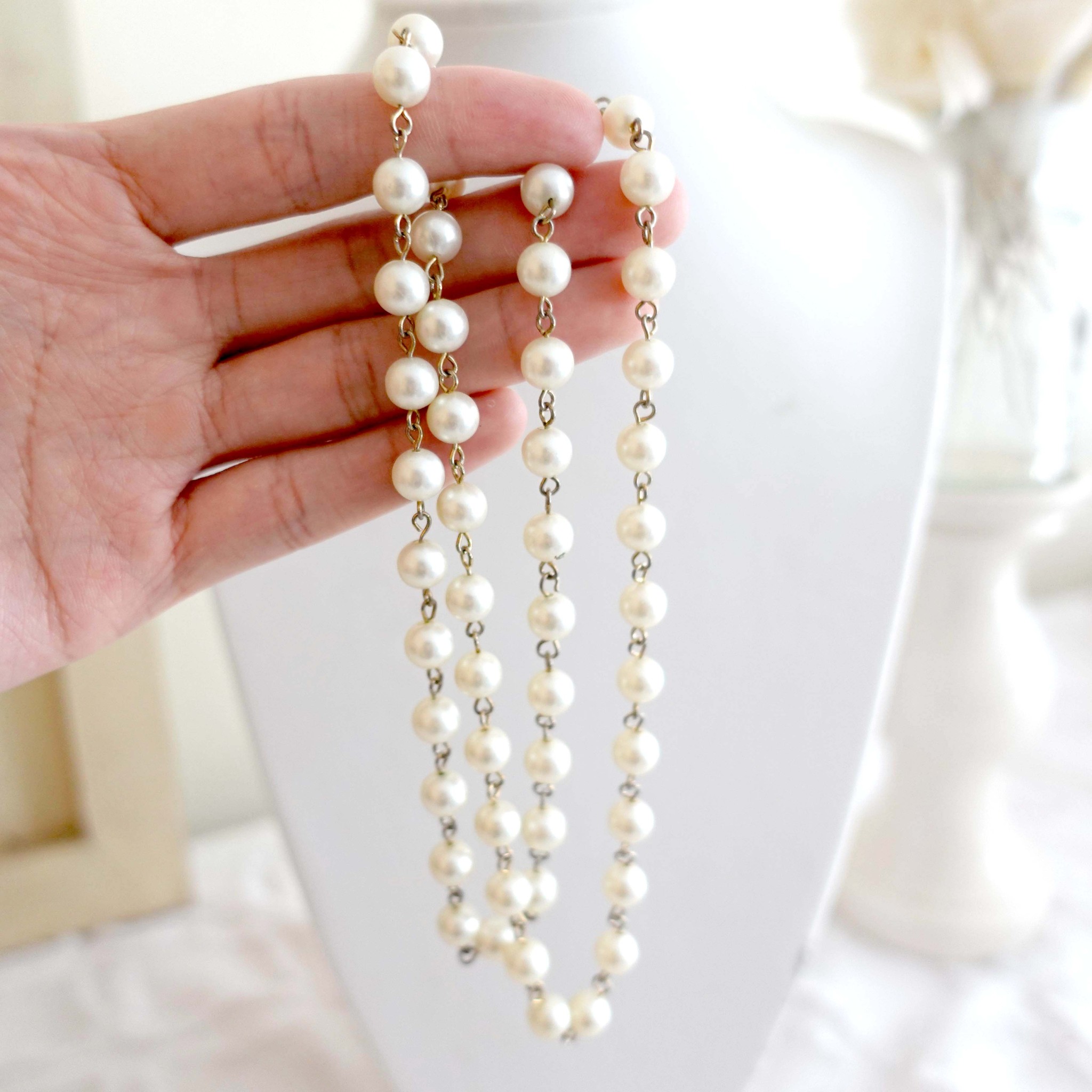 Vintage exquisite resin pearl necklace necklace Chanel style vintage  Wenqing Japanese second-hand medieval jewelry - Shop Mr.Travel Genius  Antique shop Necklaces - Pinkoi