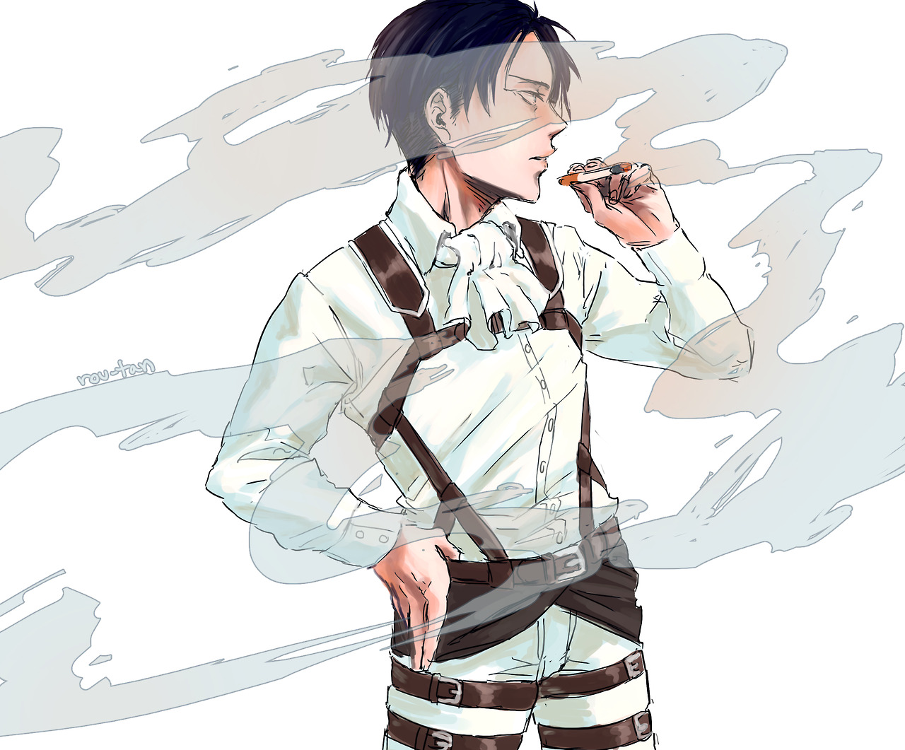 rou-tan:  Oh look! Natural skin color! Doing some personal art that is still Levi.