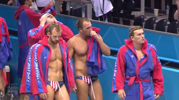 blackandwhite1789:  Water Polo Hunks - Peter Hudnut and Ryan Bailey look dejected