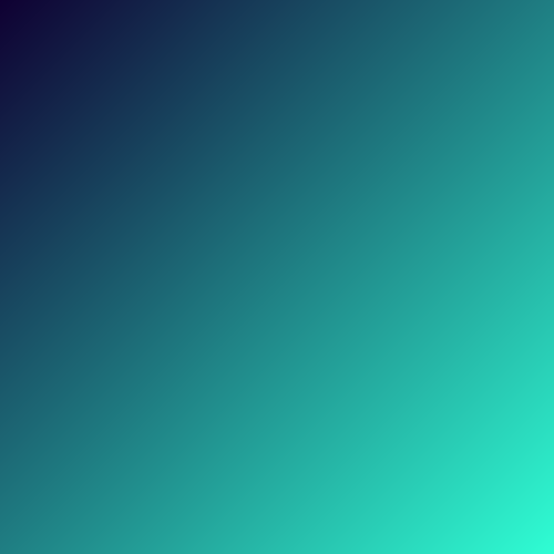 gradienty: Black Russian Bright Turquoise (#0f0032 to #2ffcd3)