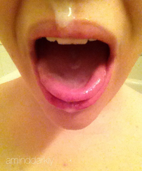 aminddarkly: Daddy came all over my tits and down my throat…