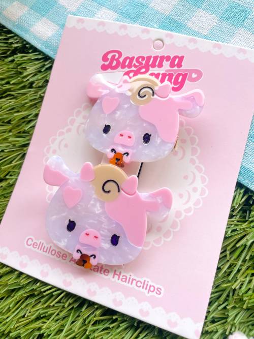 Pink Jolene The Cow Hairclips By Basura Gang