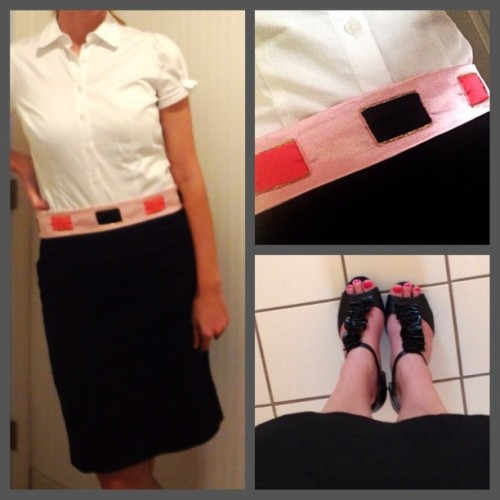 Adding a little femininity to the typical black and white work wear. My #sashes will be on sale soon
