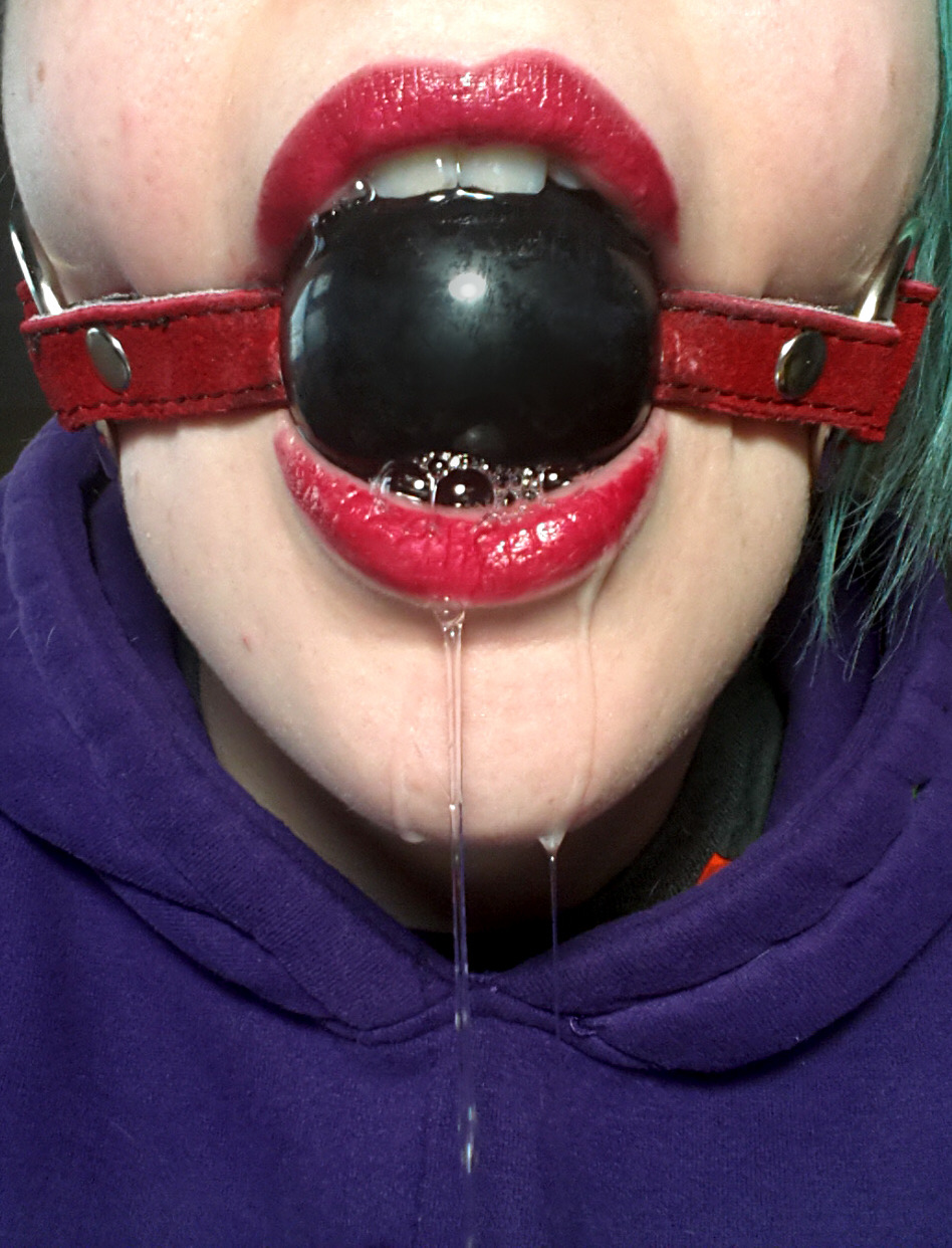 filthandpain:  Sat blogging with my gag in, because of reasons. So much drool. &lt;3