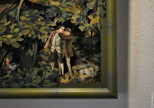 My collage diorama &ldquo;The Fateful Eggs&rdquo; is being exhibited in Llibreria 22, Girona