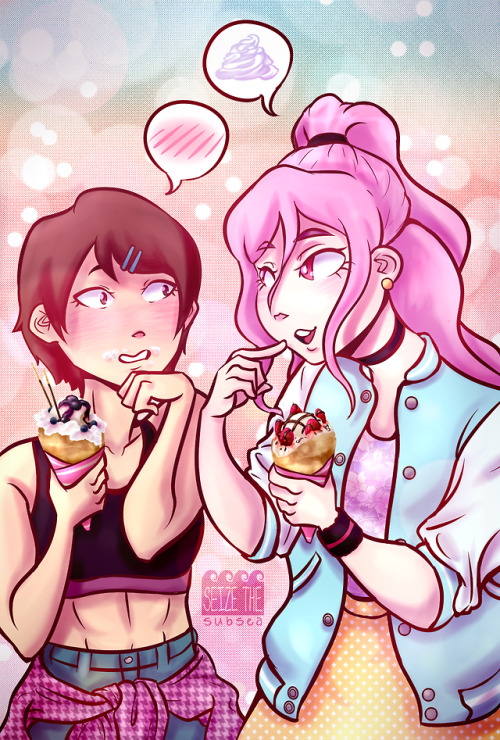 seizethesubsea: My full piece from the @kurobasfanzine! My grils on a crepe date 