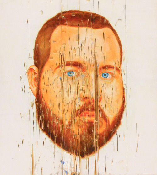 A Hailoil on wood, splinters from axe damage36" x 40"2015Brian Donnelly | Facebook | Twitt