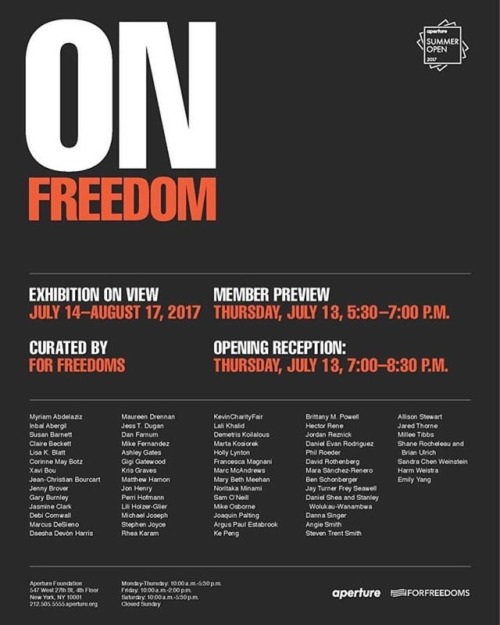 Tonight! Join me, @forfreedoms + @aperturefnd for the Summer Open Exhibition. Including 60 photograp