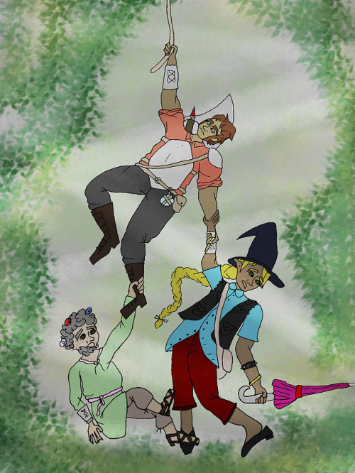 owlaholic68: Hanging Out [ID: a digital drawing of Merle, Taako, and Magnus from The Adventure Zone.