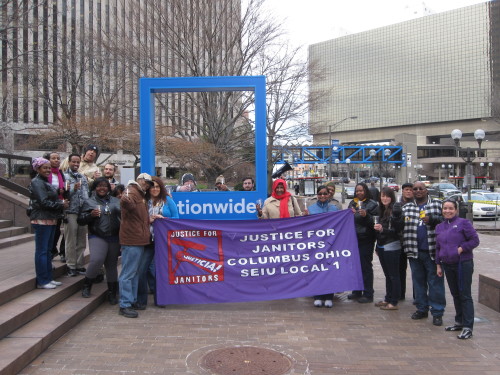 Columbus janitors held a prayer vigil downtown yesterday! They joined with local clergy to pray for 