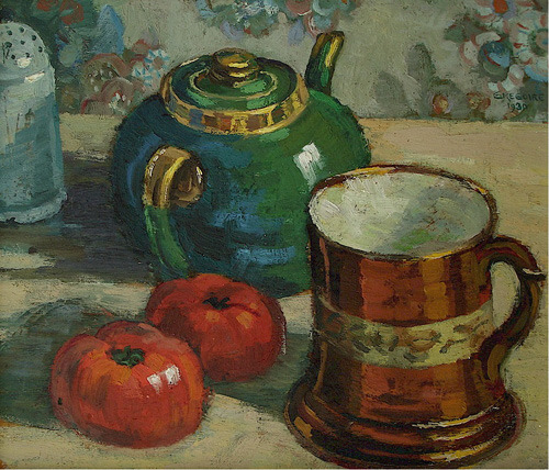 gregoire-boonzaier:Still life with teapot, 1930, Gregoire Boonzaier