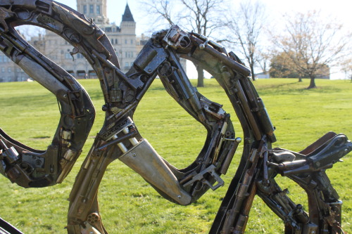 Sculpture in front of the capitol building. Even cooler the closer you get.Bushnell Park, Hartford, 