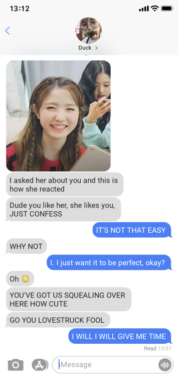 Prompt: May I request a Fake text of Iz*one teasing the reader about liking Hitomi please A/N: I mis
