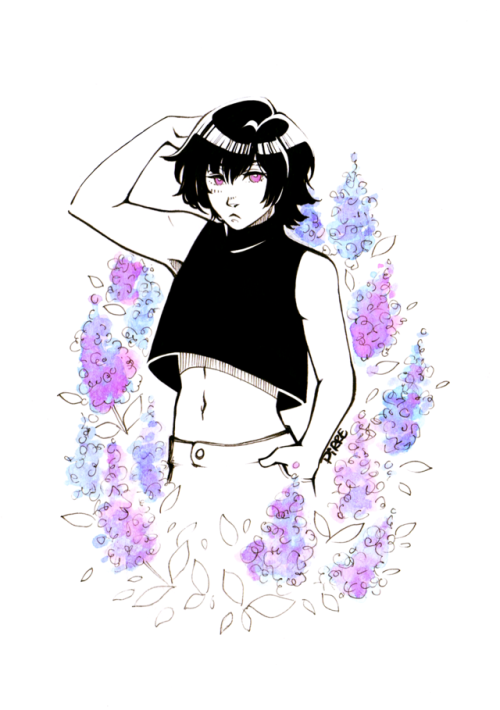 Inktober day 1: crop top + lilac