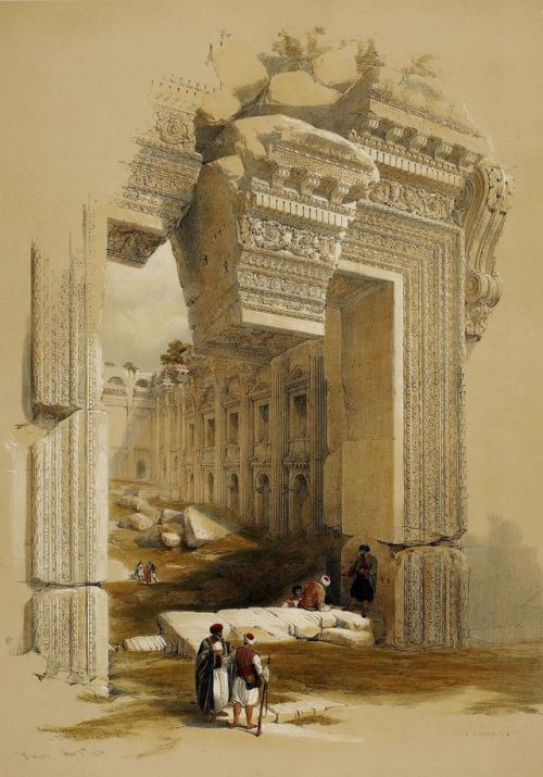 David Roberts - Baalbec - The doorway at the Temple of Jupiter, 1839 (lithograph 1844)High resolutio