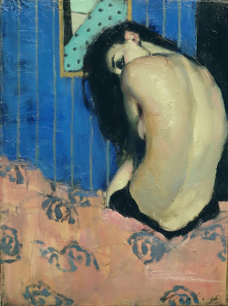 redlipstickresurrected:Malcolm T Liepke (American, b. 1953, Minneapolis, MN, USA) - Bedside, 2016  Paintings: Oil on Canvas 