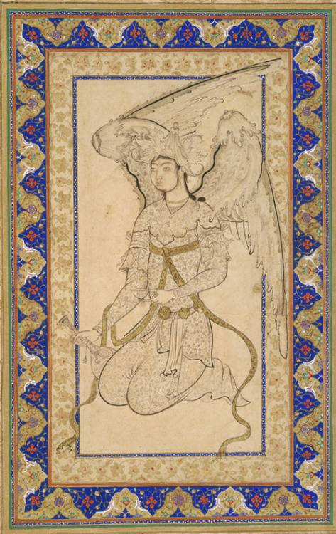 Kneeling Angel with Cup and BottleShah Quli.  Probably Istanbul, Turkey, mid-16th century&ldquo;Refe