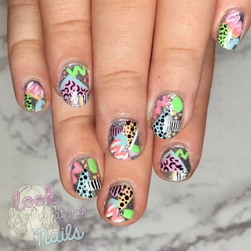 2punk2funk:Went to an 80s party this weekend and I am obsessed with my matching #nailart ! I drew my