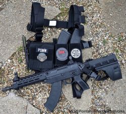 everydaycivilian:  Sig Sauers new Sig556XI Classic Russian Pistol w/SB.   Pictured with:  Magpul Dynamics AK PMags  Special Operations Equipment Single Point Bungee Sling &amp; AK/M4 Micro Rig w/Padded H-Harness  Milspecmonkey Ka-Bar Knife  Glock 30 Gen