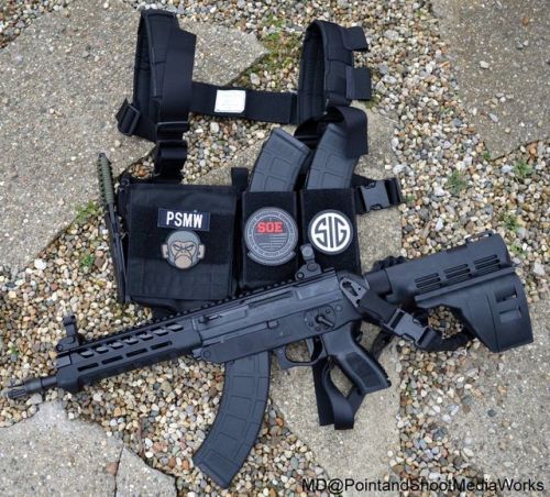 everydaycivilian:  Sig Sauers new Sig556XI Classic Russian Pistol w/SB.   Pictured with:  Magpul Dynamics AK PMags  Special Operations Equipment Single Point Bungee Sling & AK/M4 Micro Rig w/Padded H-Harness  Milspecmonkey Ka-Bar Knife  Glock 30 Gen