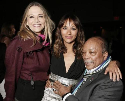 Quincy Jones and Peggy Lipton younger and older with their daughter Rashida Jones.