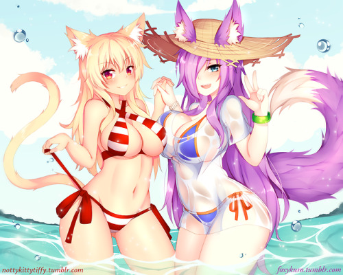 Hey~~Here’s a collab I did with Kuro from foxykuro.tumblr.comWe’re cosplaying Nero and Tamamo from F