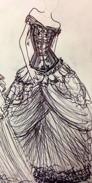 A custom sketch.  Contact us for a quote on your own drawing for your dream dress/corset/costum