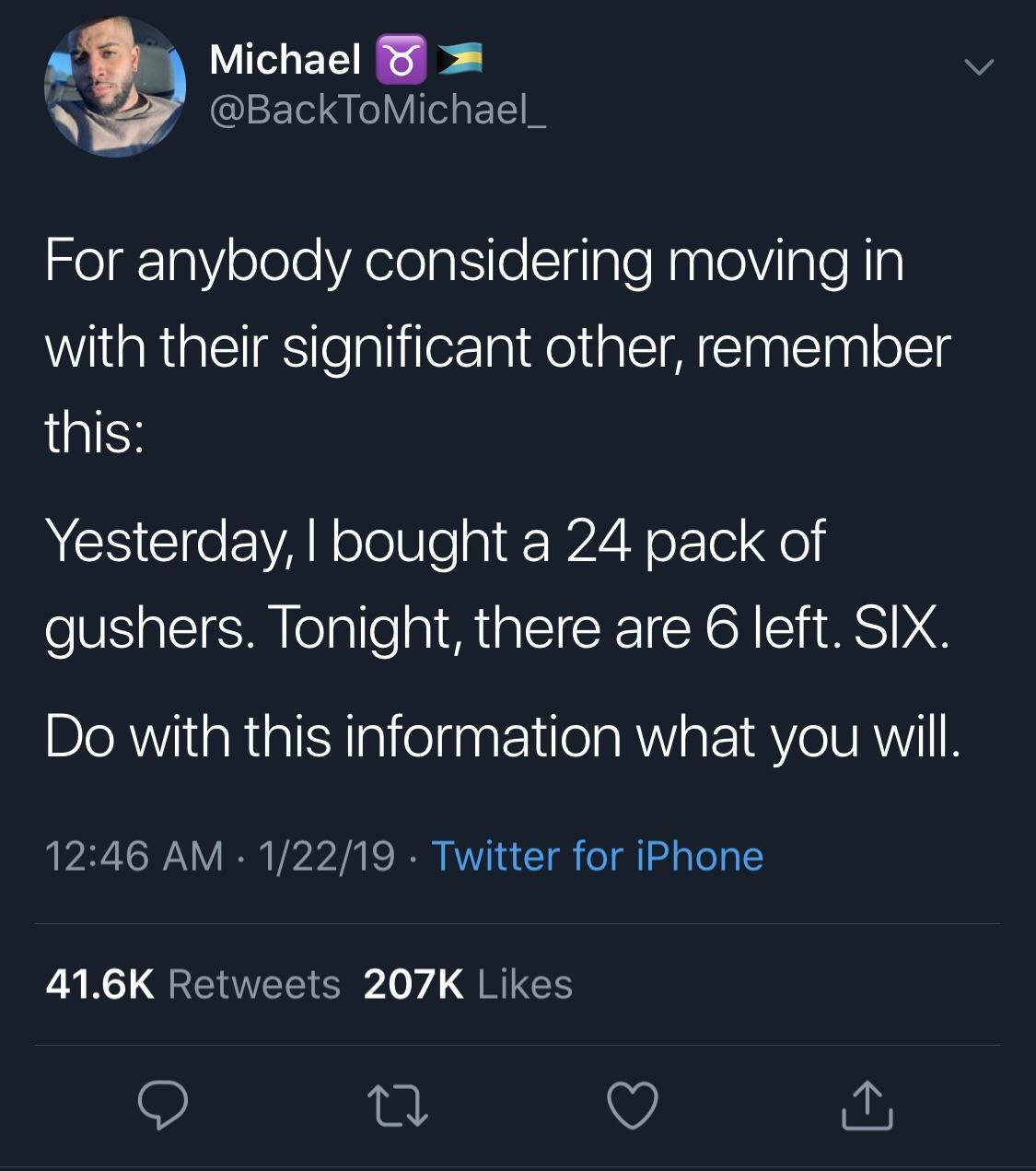 He doesn&rsquo;t clarify if his SO ate them or he did. My money&rsquo;s on