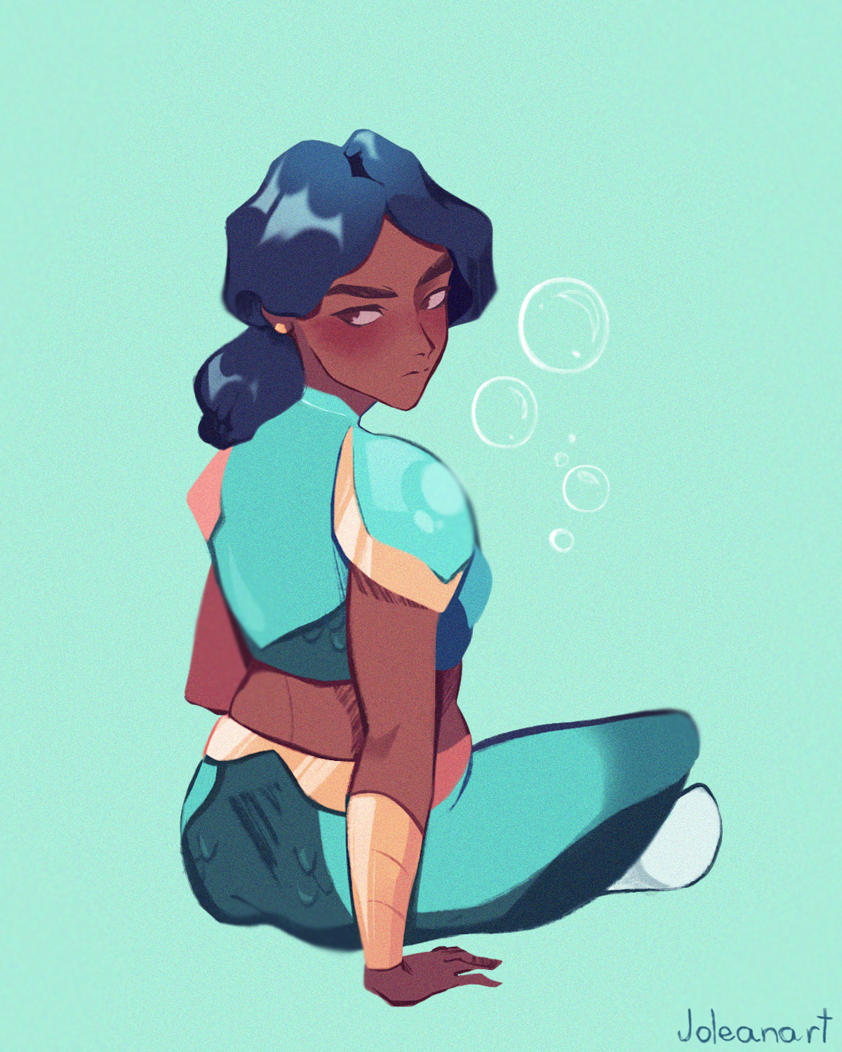 joleanart:bright young women, sick of swimming, ready to stand