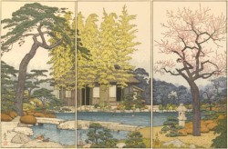 sumi-no-neko: 吉田 遠志  Tōshi Yoshida  (1911 – 1995)  The friendly garden, triptych