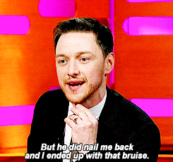 mcavoyclub:  How James McAvoy got a bruise for playing the punching game with Hugh