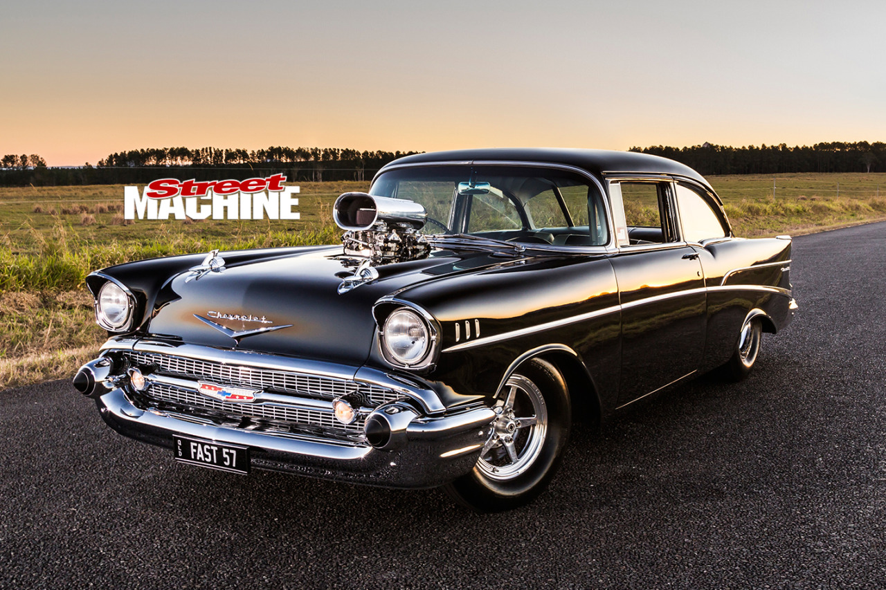 chromencurves:    1000 HP Blown 1957 Chevy 210  Photos from Street Machine, taken