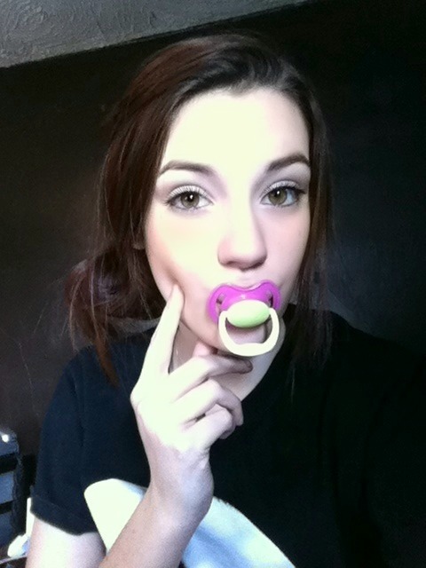 sugar-fairie:  You asked for it anon, paci selfie spam!!! I hope no one gets annoyed by this or hate and um I just….okie. As you can tell- my favorite is the pink, green, and white one. 