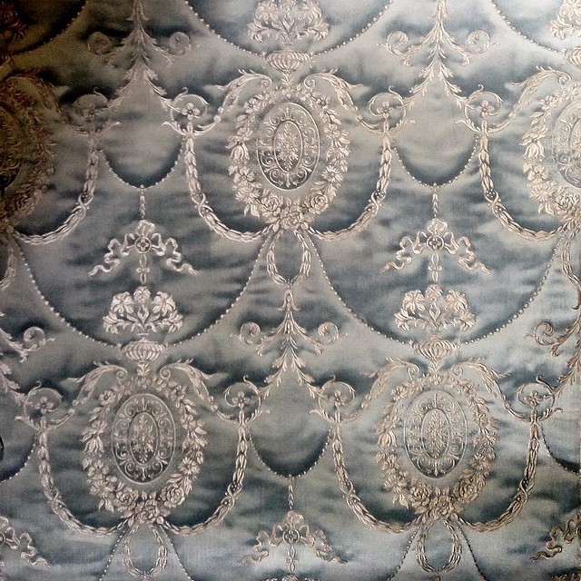 thisivyhouse:  Moire in blue. #decades #collect #details #moire#wallpaper #drama