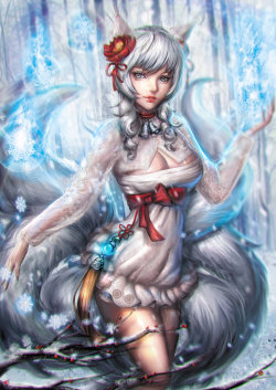 league-of-legends-sexy-girls::: Ahri the Snow Fox :: by Sangrde