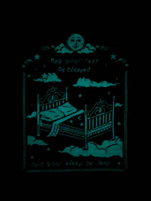 Rest be Blessed stitched and designed by Sewing_Starfish.“Rest Be Blessed, Glow in t