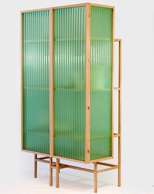 deestijl: Dutch designer Dik Scheepers created Sine, a cabinet made of oak, PVC, and brass that will