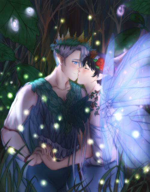 hisao-san:i’ve wanted to draw Viktor as Oberon and Yuuri as.. idk a random fairy? since the Midsumme