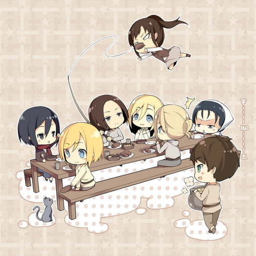 animedove89: chibi style attack on titan artwork.