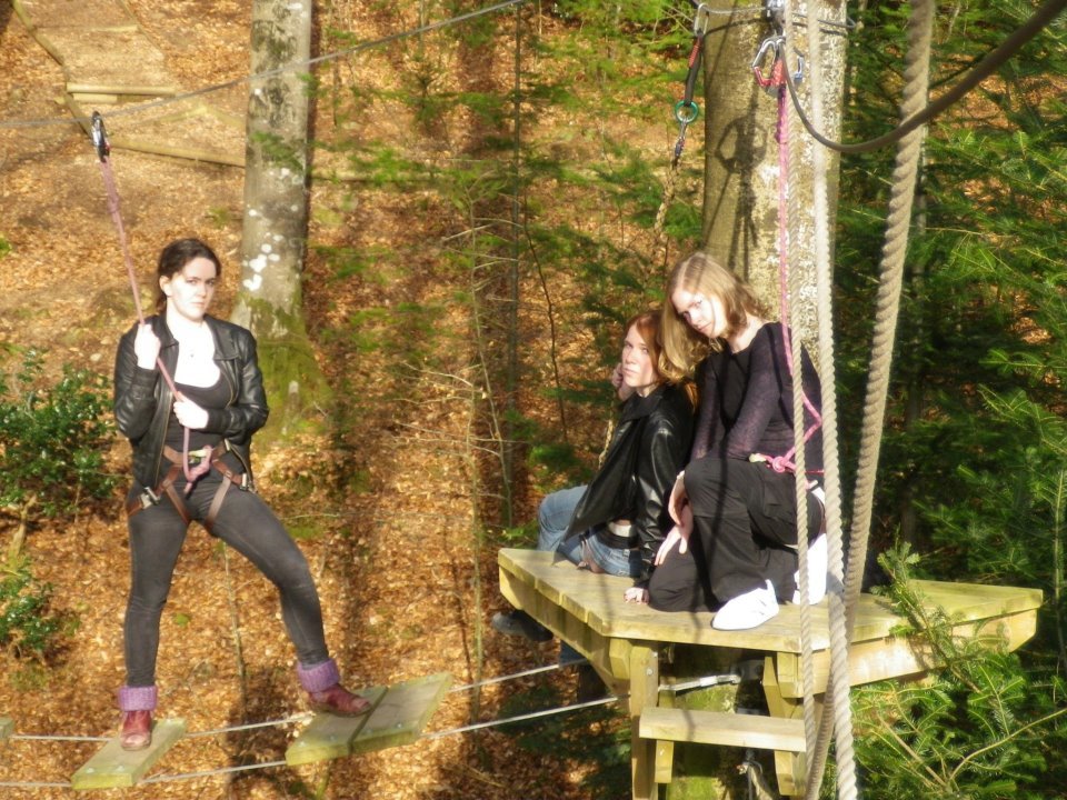articulateandintricate submitted this photo with the comment “Might not be quite goth enough but my friends and I are on a high ropes course, so we’re very UP those trees! Took place at Tree Surfing in Devon :)”
Right, well, that was unexpected -...