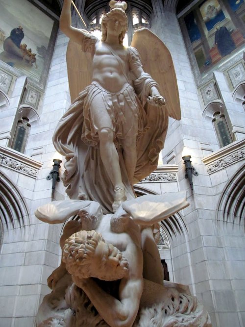 theraccolta:Statue of the Archangel Michael Triumphing Over Lucifer - Boston College® Teresa Fli