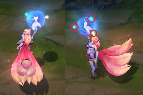 leaguesbottombitch: Everyone’s probably noticed, or its been pointed out before I’m sure. But I just wanted to point out that uh Those Broken, Dead Star Guardian Gems Ahri had in New Horizon, she uses them. I don’t know if its to pay respects or