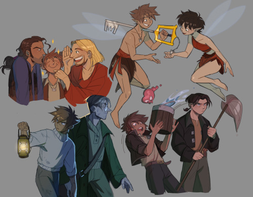 thedustyleaves:I redid that entire KH-what-if-disney/not-disney-worlds sketch page from 2019   