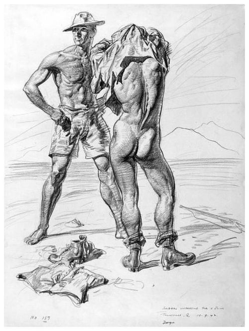 beyond-the-pale:  Soldiers Undressing for a Swim, 1942 - William Dargie