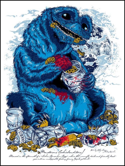 comicwarz:  Cookie Monster, Oscar the Grouch, and Animal by Rhys Cooper 