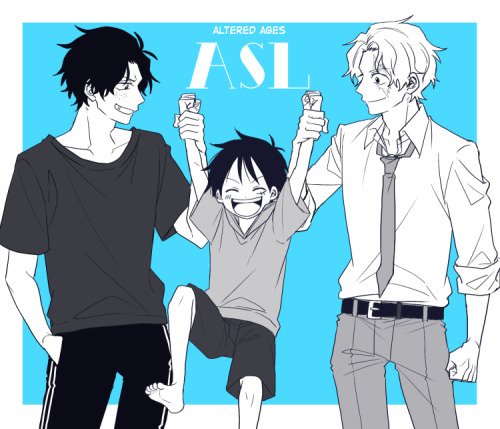 Good Work, SaboAltered ages ASL in modern AU. Original by [ 侑 ]  yu_si02 