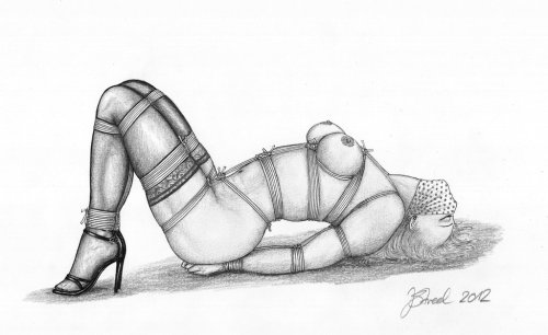 gaggedfts:  coscorella:  Jstreel Drawings   What a fantastic set of beautiful bondage drawings. Love the frequent use of an OTN scarf gag and…The quiet blissful eyes just above them :)