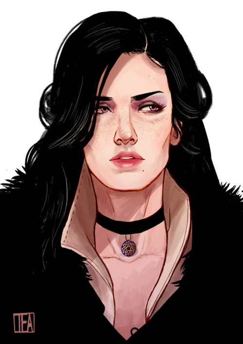 red-panda-tea:  lil wip of Yennefer from The Witcher (a bday pressie for my cousin.) I dont usually do realism but here we are….Im busy gettin artwork done to sell at Deecon 2017, mostly dragon age an fallout prints, but i might be bringing some hetalia