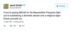 micdotcom:  One tweet exposes the huge problem with the Mayweather-Pacquiao fight Tonight, five-division world champion and undefeated boxer Floyd Mayweather Jr. will defend his titles against Filipino fighter Manny Pacquiao at MGM’s Grand Garden Arena